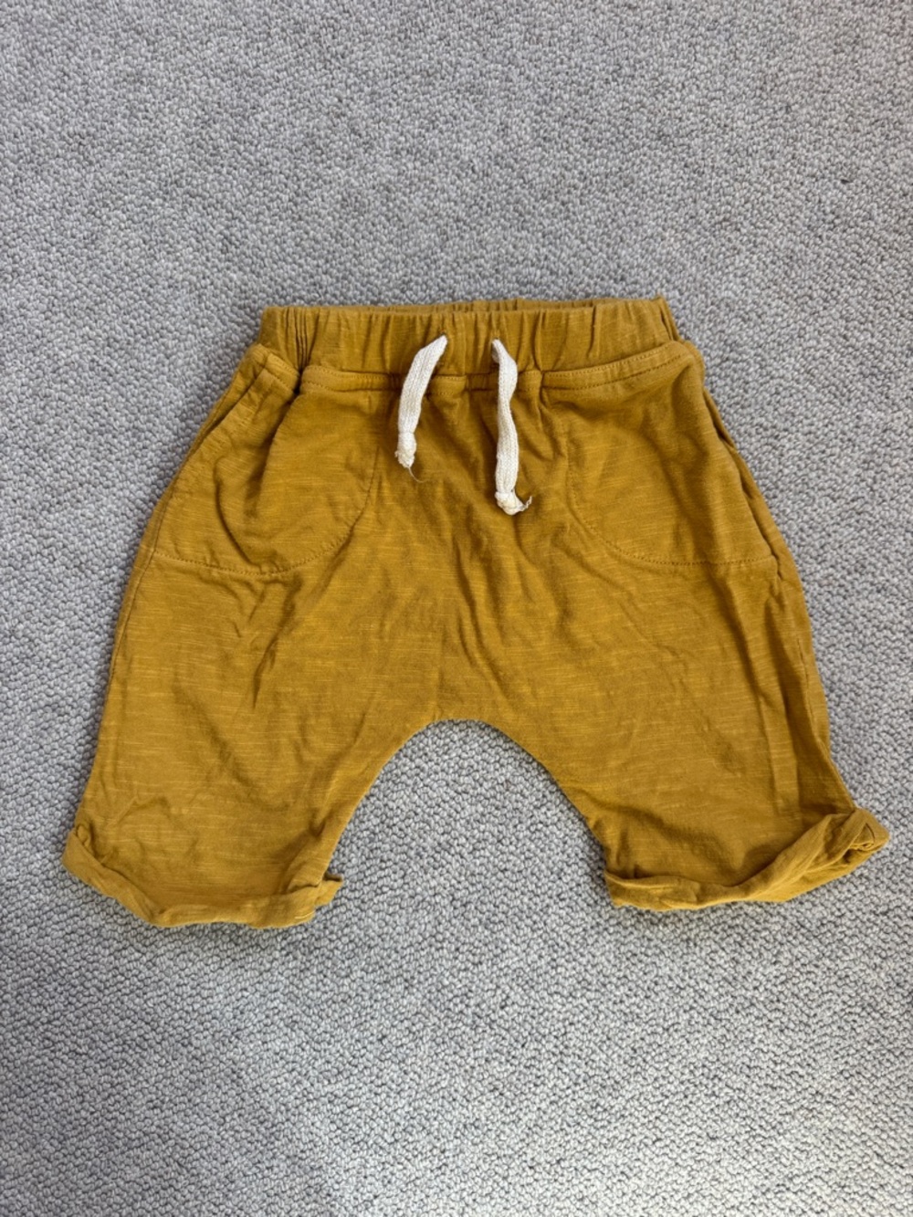 Mustard Drawstring Kids Shorts